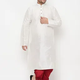 VASTRAMAY Men White Kurta with Churidar-picture-16