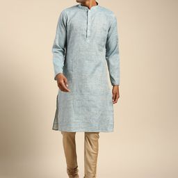 KISAH Woven design Mandarin Collar Regular Kurta With Churidar-picture-14