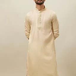 Manyavar Mandarin Collar Thread Work Kurta With Churidar-image-67