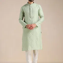 Manyavar Men Mandarin Collar Kurta with Pyjamas-image-44
