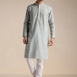 Manyavar Men Printed Kurta with Churidar-image-40