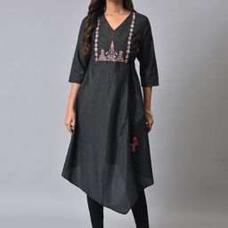 W Geometric Printed Thread Work Kurta With Leggings-9