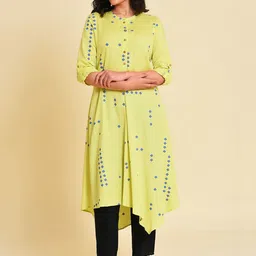 W Geometric Printed Asymmetric A-Line Kurta with Trousers image 1