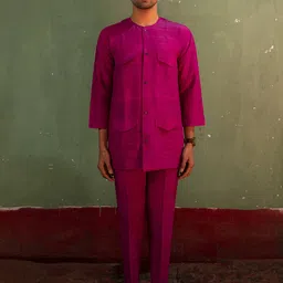 ARTLESS Round Neck Straight Kurta with Trousers-picture-33