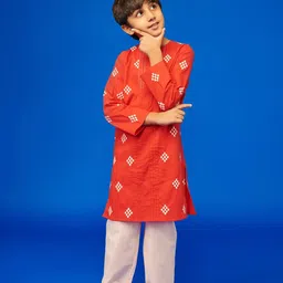 Somersault Geometric Printed Pure Cotton Kurta Set-56