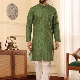 Armaan Ethnic Mandarin Collar Ethnic Motifs Printed Regular Kurta with Pyjamas-picture-0