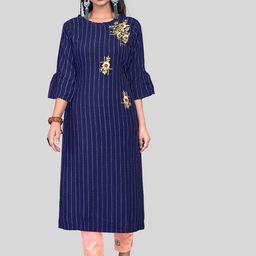 Archittam Floral Embroidered Beads And Stones Straight Kurta With Trousers-image-62