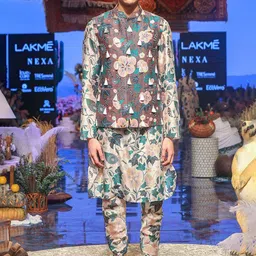 PS MEN BY PAYAL SINGHAL Ethnic Motifs Printed Kurta With Churidar & Nehru Jacket-37