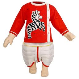 BAESD Boys Round Neck Long Sleeves Animal Patchwork Pure Cotton Kurta with Dhoti Pants-picture-4