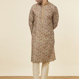 Manyavar Ethnic Motifs Printed Pure Cotton Kurta with Churidar-image-20