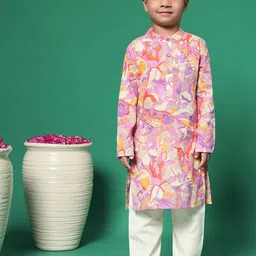 Readiprint Fashions Boys Floral Printed Regular Pure Cotton Kurta with Pyjamas-45