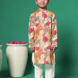 Readiprint Fashions Boys Floral Printed Regular Pure Cotton Kurta with Pyjamas-46