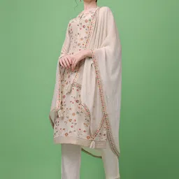 Seerat Floral Embroidered Jacquard Kurta And Trouser With Dupatta-picture-29