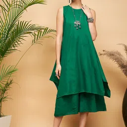 InWeave A-Line Pure Cotton Kurta with Palazzos-20