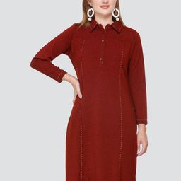 Elthia Shirt Collar Acrylic Woollen Straight Kurta-image-68