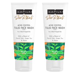 Kapiva Skin Rituals Set Of 2 Acne Control Tulsi Face Wash For Clear Skin - 100ml Each-0