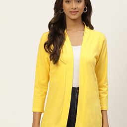 WISSTLER Women Yellow Solid Pure Cotton Shrug-32