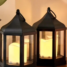Home Centre Pegasus Black 2 Pieces Candle Holder-image-1