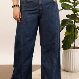 CURVY STREET jean Women Clean Look Pure Cotton Wide Leg Jeans-image-25
