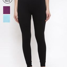 TAG 7 Women Pack Of 3 Solid Leggings-picture-37