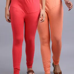 Jinfo  Women Pack Of 2 Solid Churidar Length Leggings-picture-32