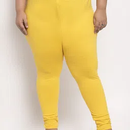 TAG 7 PLUS Women Yellow Solid Plus Size Ankle-Length Leggings-picture-24