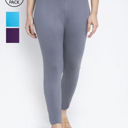 GRACIT Women Cotton Ankle Length Leggings Pack Of 3-image-123