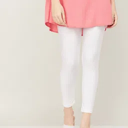 Melange by Lifestyle Women White Solid Ankle-Length Leggings-31