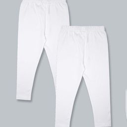 KiddoPanti Girls Pack of 2 White Solid Ankle-Length Leggings-image-82