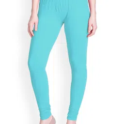 LYRA Women Sea Green Solid Churidar-Length Leggings-picture-21