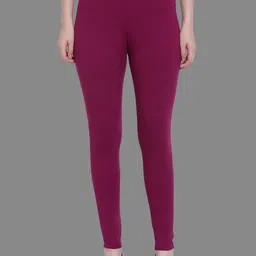 SPIFFY Women Burgundy Solid Ankle-Length Leggings-picture-14