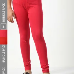 BAESD Girls Pack Of 2 Cotton Ankle-Length Leggings-image-17