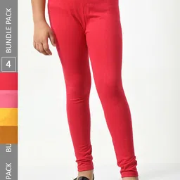 BAESD Girls Pack Of 4 Cotton Ankle-Length Leggings-image-71