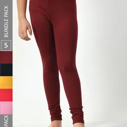 BAESD Girls Pack Of 5 Churidar-Length Leggings-picture-17