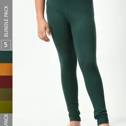 BAESD Girls Pack Of 5 Super Soft Churidar Length Leggings-image-94