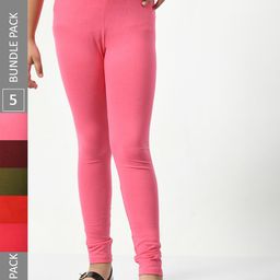 BAESD Girls Pack Of 5 Super Soft Churidar Length Leggings-image-46