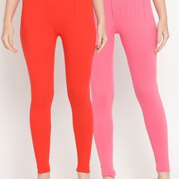 TAG 7 Women Pack Of 2 Solid Comfort-Fit Ankle-Length Leggings-picture-42