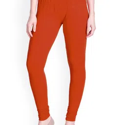 LYRA Women Orange Solid Churidar-Length Leggings-51