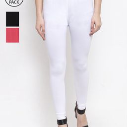 TAG 7 Women Pack Of 3 Solid Churidar-Length Leggings-34