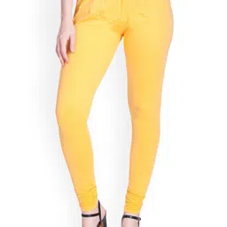 LYRA Women Yellow Solid Churidar Length Leggings-22