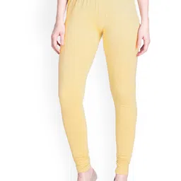 LYRA Women Yellow Solid Churidar Length Leggings-23