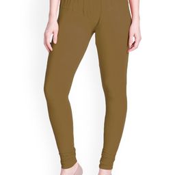 LYRA Women Khaki Solid Churidar-Length Leggings-21