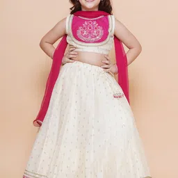 Bitiya by Bhama Girls Embroidered Ready to Wear Lehenga & Blouse With Dupatta-picture-52