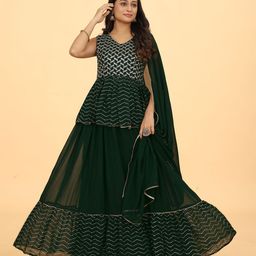 CHANSI Embroidered Sequinned Georgette Ready to Wear Lehenga & Blouse With Dupatta-picture-14