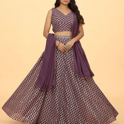 CHANSI Embellished Sequinned Georgette Ready to Wear Lehenga & Blouse With Dupatta-image-19