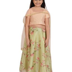 frangipani Girls Floral Printed Ready to Wear Pure Cotton Lehenga & Blouse With Dupatta-image-87
