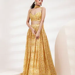 Breathe by Aakanksha Singh Printed Gotta Patti Made to Measure Lehenga Choli-image-27