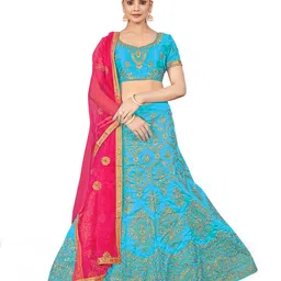 MANVAA Embroidered Beads and Stones Semi-Stitched Lehenga & Unstitched Blouse With Dupatta-image-47