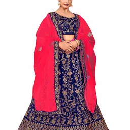 MANVAA Embroidered Beads & Stones Semi-Stitched Lehenga & Unstitched Blouse With Dupatta-picture-21