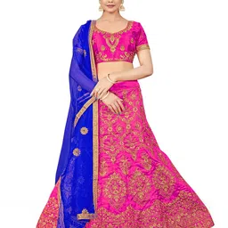MANVAA Ethnic Motif Embroidered Semi-Stitched Lehenga & Unstitched Blouse With Dupatta-picture-7